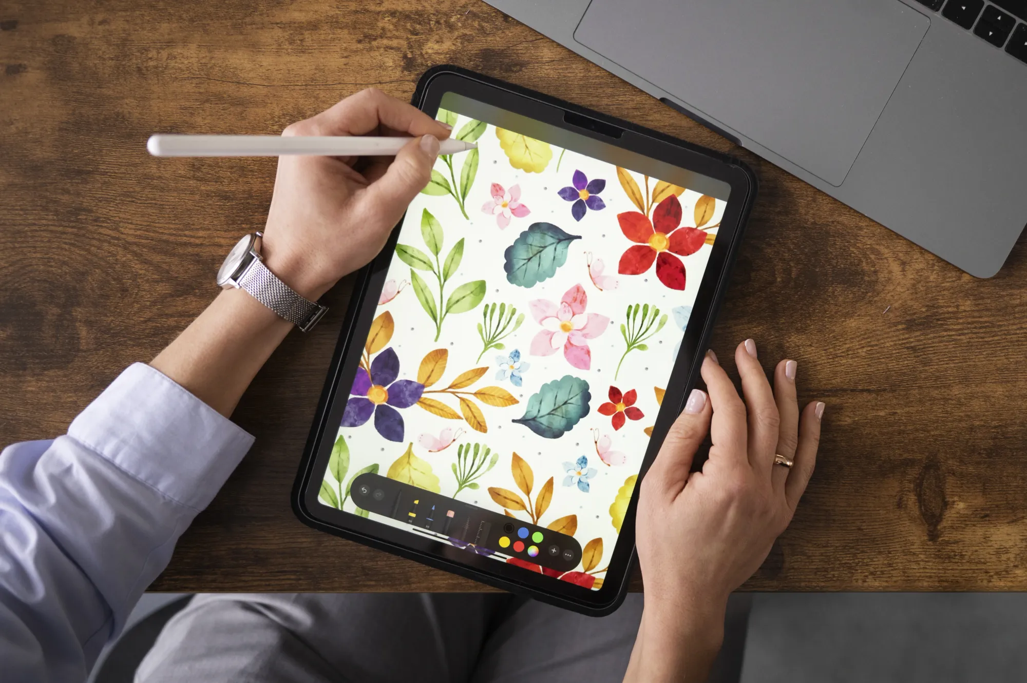 Diary format: Digital diary with flower painting for doodling