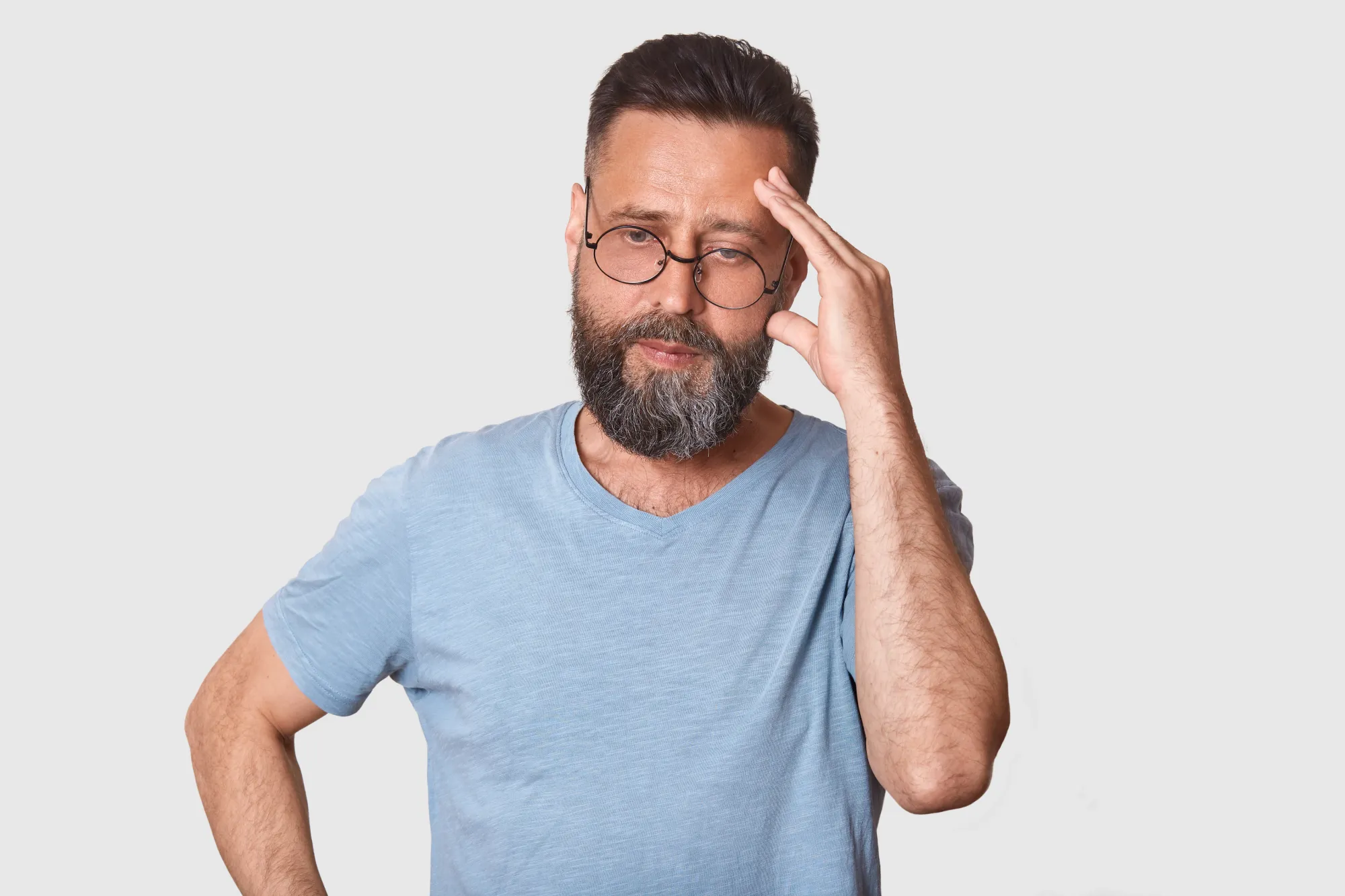 A middle aged man suffering from forgetfulness