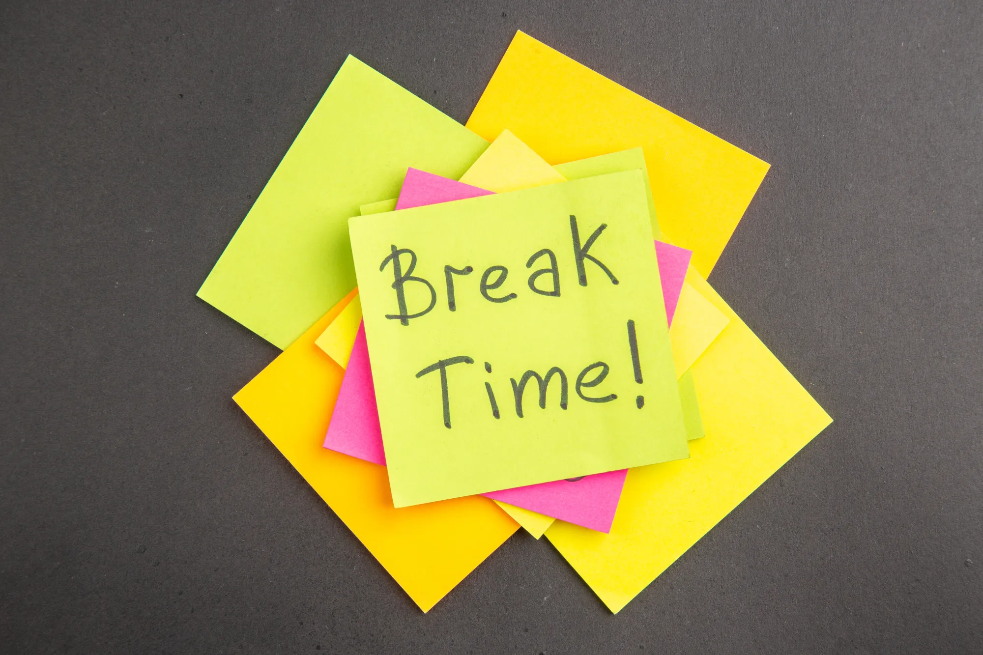 Break Time Reminder on sticky notes which will help to improve memory