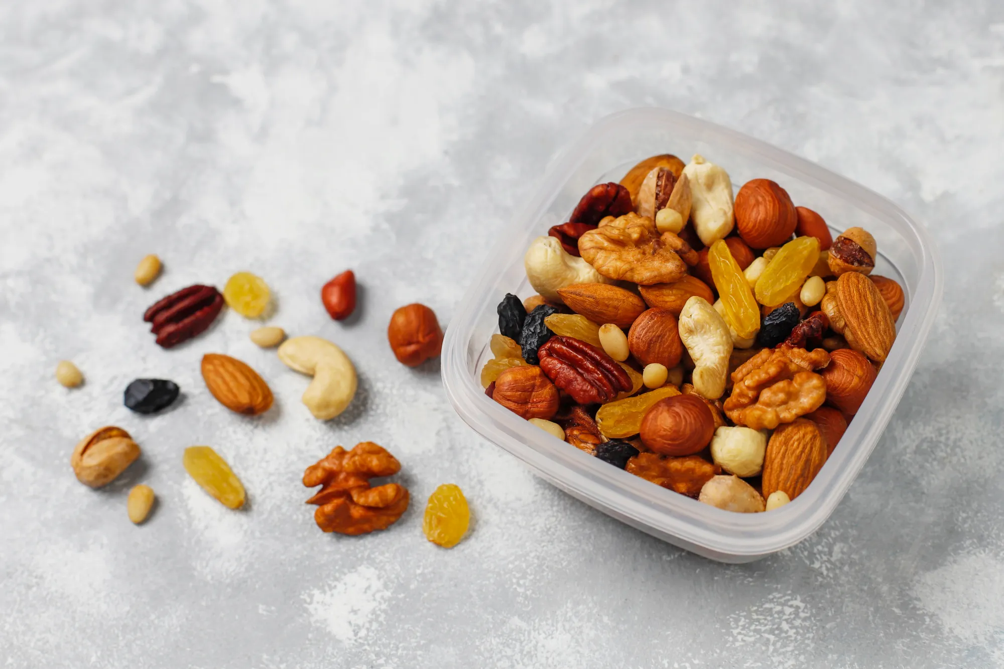 Fruits and nuts for healthy snacking- tip of the day