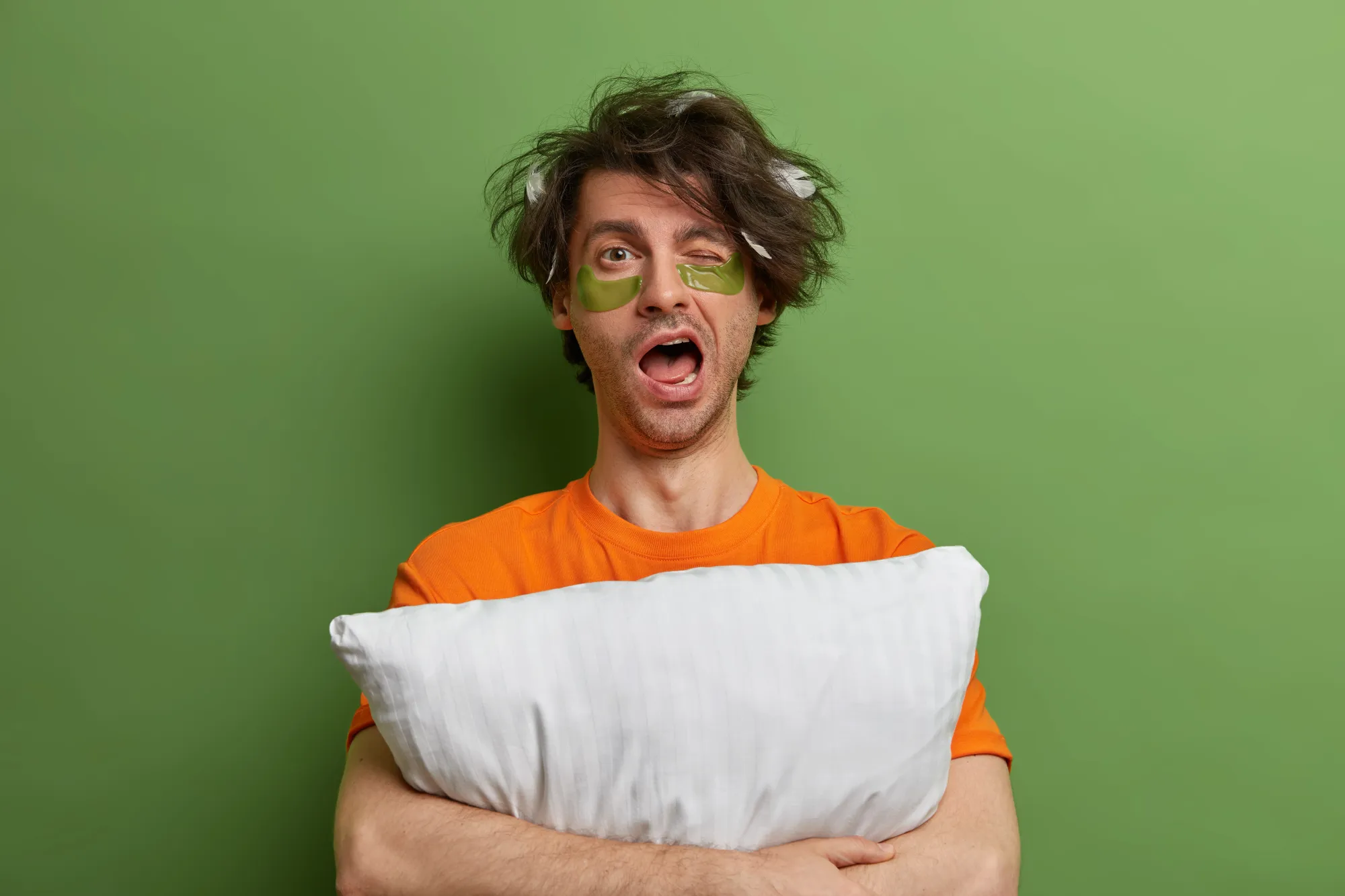 A tired man lacking relaxing sleep since sleep is your superpower