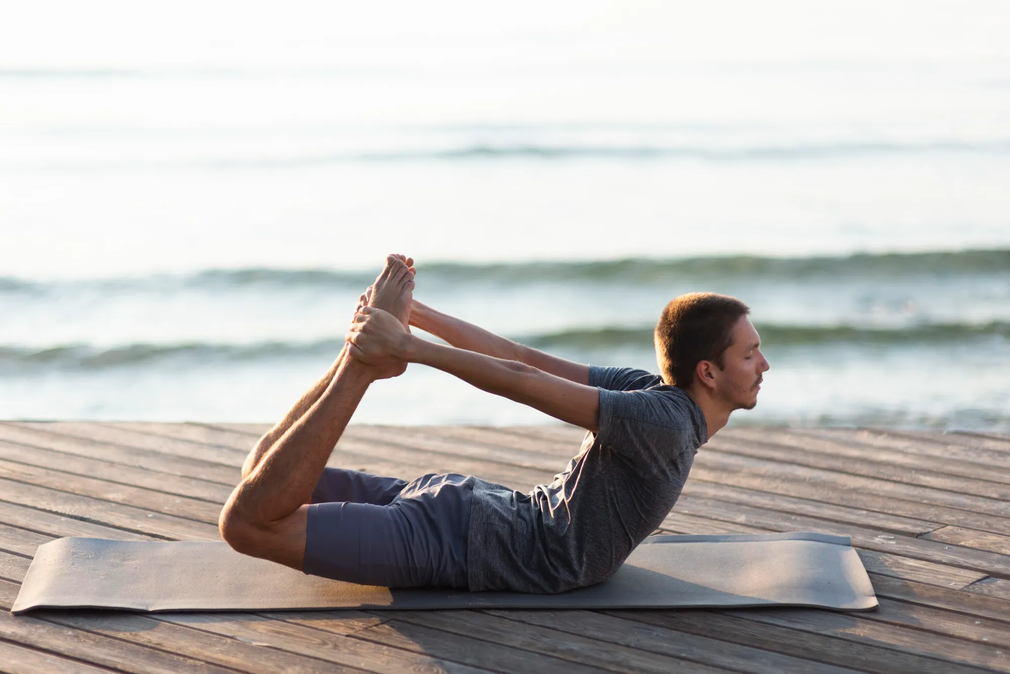 Happy Yoga Day: A man practicing morning yoga on International Yoga Day