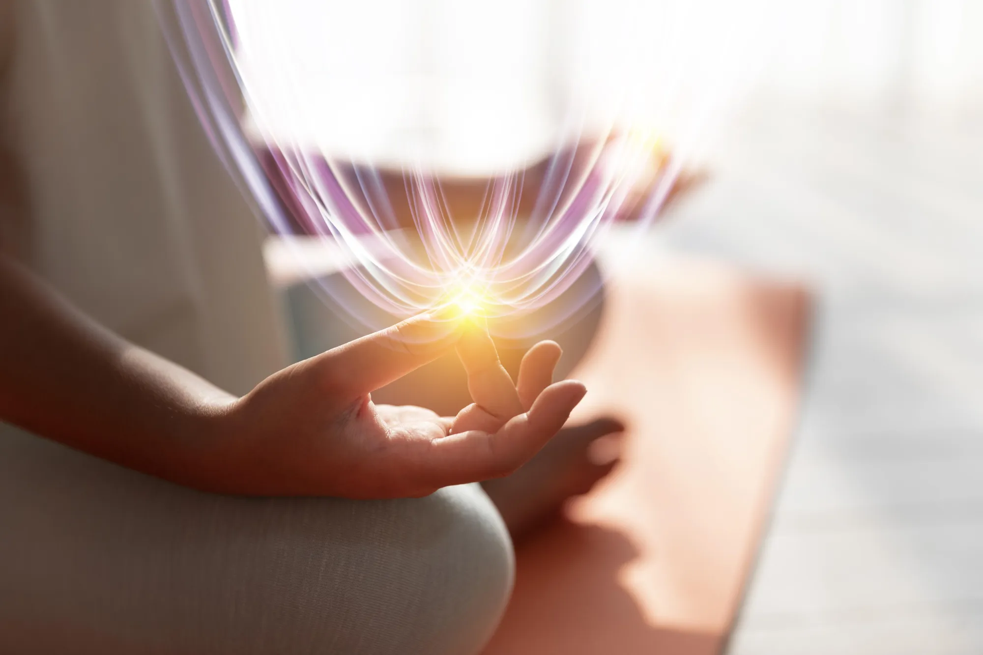 A woman doing spiritual meditation during Navratri for stress and anxiety