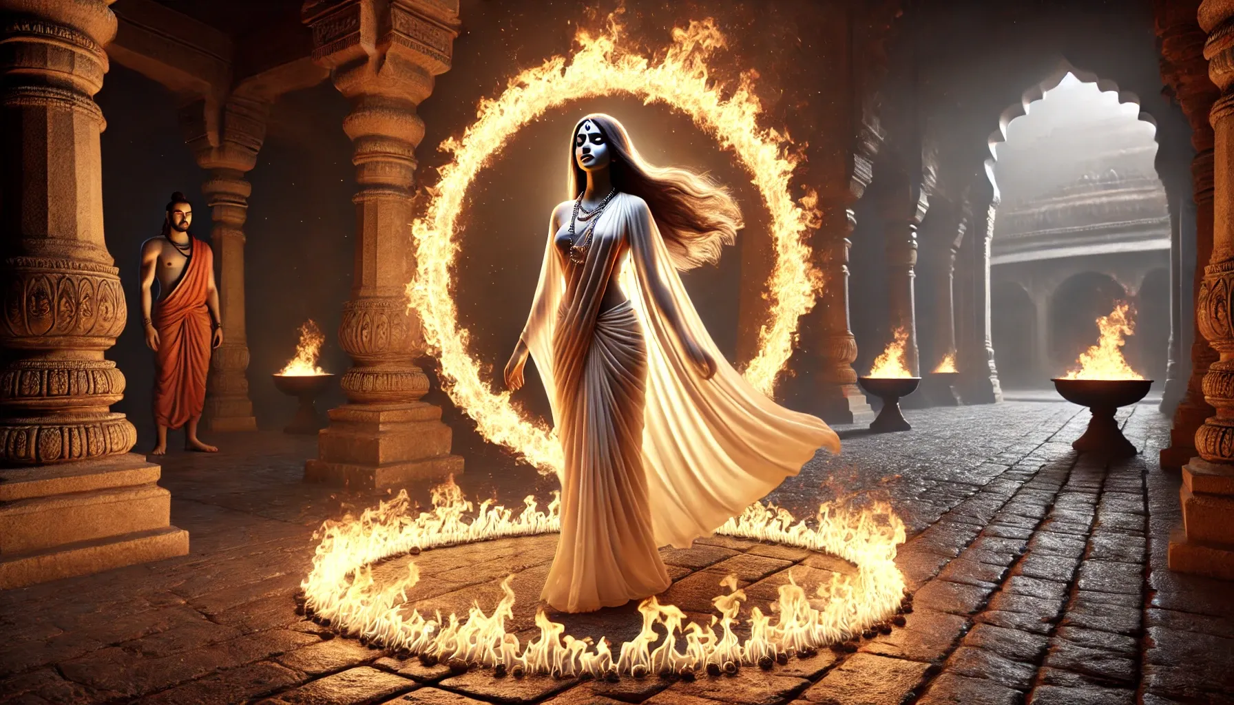 Sita Maiya during agni pariksha 