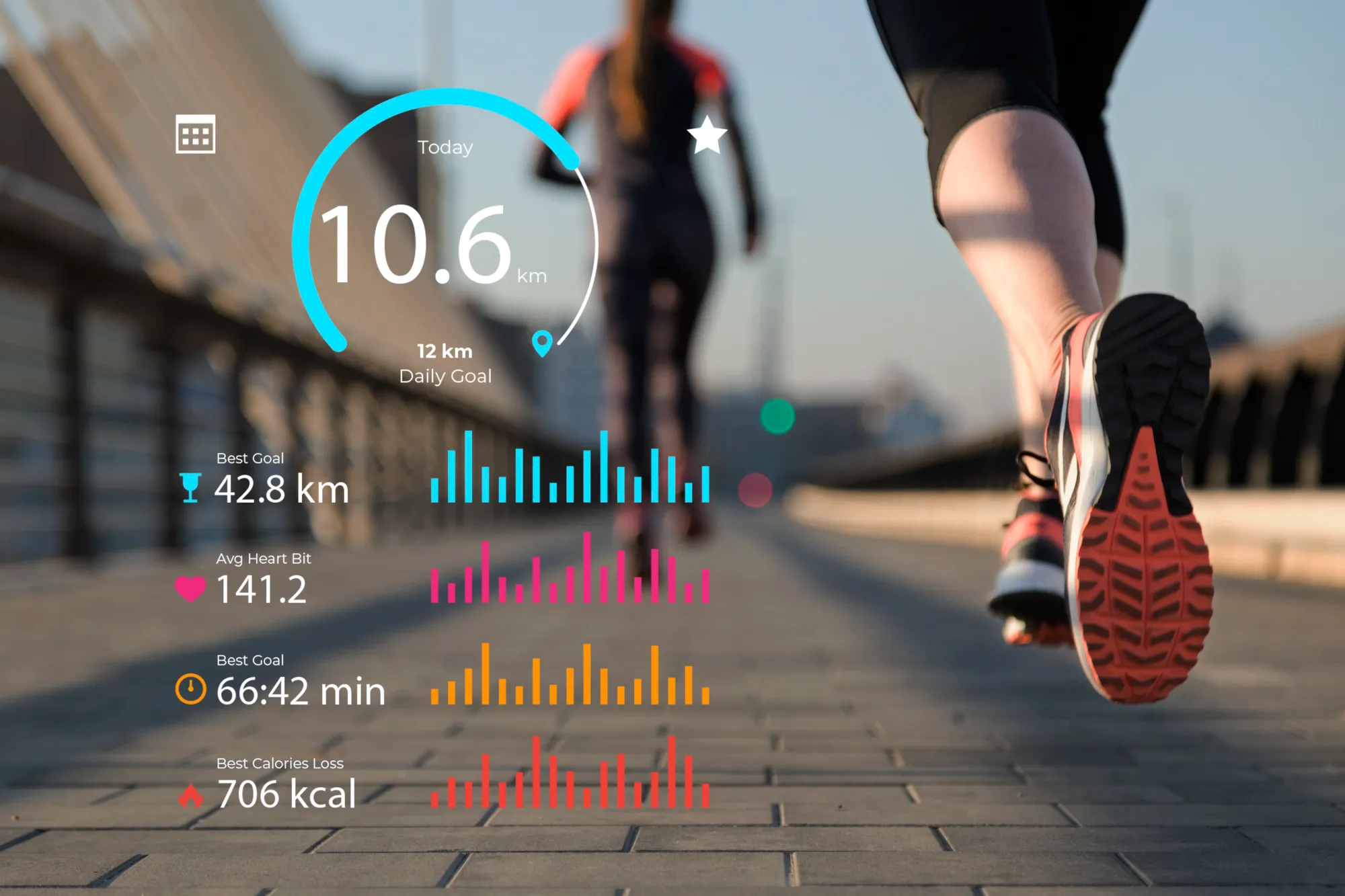 Fitness tracker used to set and monitor long term goals for achieving new year resolution.